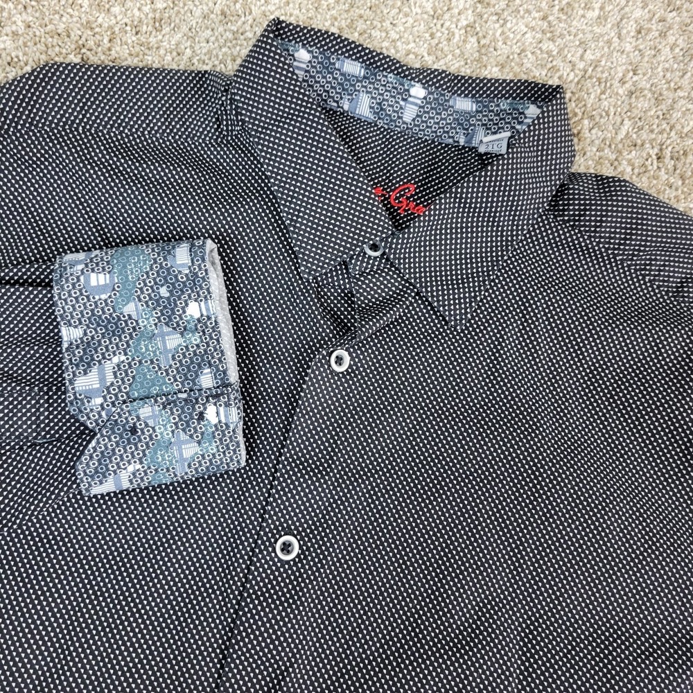 Robert Graham Mens 2XL Black‎ AOP Geometric Button Up Long Sleeve Flip Cuff